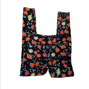 LulaRoe One Size Floral Black Orange Aqua Leggings